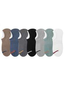 7 Pairs Mixed Men's Striped Mesh Boat Socks, Thin Breathable Moisture-Wicking Seamless No-Show Ankle Socks, Non-Slip Mesh Casual Socks For Summer - Multicolor - View 6