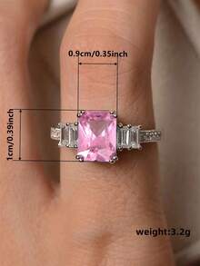 1 chiếc nhẫn Cubic Zirconia thanh lịch, quà tặng trang sức cho nữ nhân dịp đám cưới, lễ đính hôn, kỷ niệm, ngày Valentine. - Hồng - Xem 5
