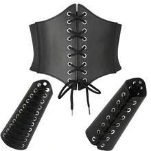 1 Bộ 3 chiếc thắt lưng và vòng tay phong cách Phục Hưng Viking thời Trung Cổ, Bộ phụ kiện cổ điển, Thích hợp cho trang phục hóa trang Halloween - A - Xem 7