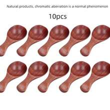 10 件木制迷你勺子，适用于香料、调味料、盐和糖 - 棕色 - 查看 8
