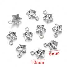 10 chiếc 304 thép không gỉ mạ vàng 18K hình lục giác trái tim năm cánh hoa tam giác đính đá Rhinestone tự làm mặt dây chuyền trang sức phụ kiện vòng cổ mặt dây chuyền trang sức bằng thép không gỉ dành cho nữ thành phần trang sức tự làm mặt dây chuyền đính đá Rhinestone - Nhiều màu - Xem 9