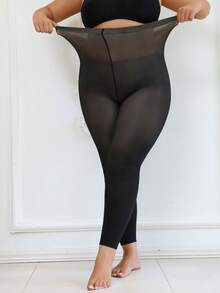 2/1 Pereche Colanți pentru Femei, Grosime 100G, Mărime Plus, Colanți Transparenți cu Talie Înaltă, Lungime 7/8, Chilot Negru și Kaki, Moi și Confortabili, Potriviti pentru Crăciun, Halloween, Purtare Zilnică, 15-25°C, Confortabili