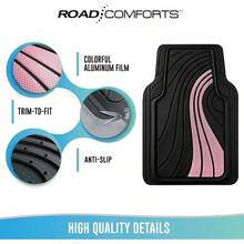 Road Comforts Car Floor Mats Full Set Front Rear Car Floor Mats With Aluminum Design AntiSlip Backing AllWeather Protection TrimtoFit Car Mats For Most Sedans SUVs  Pink - 粉色 - 查看 7