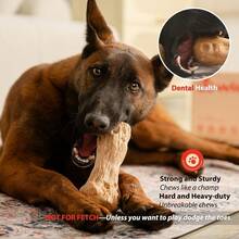 Willjoy Dog Chew Toys For Aggressive Chewers, Tough Dog Toys For Aggressive Chewers, Pine Wood And Nylon Indestructible Dog Toy, Bacon Flavor Large Dog Toys To Keep Them Busy - 3 件裝 DuraDumbs - 查看 5