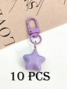 1 件可爱丰满多色星星钥匙扣，DIY 柔软可爱五角星吊坠，朋友和情侣礼物，批发汽车配件包饰背包学校哥特 Y2k 万圣节配饰教师节包挂绳带身份证夹汽车配件包饰圣诞节