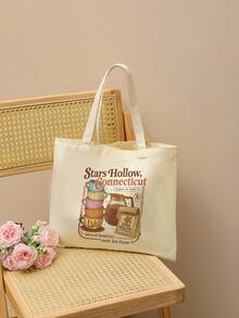 Stars Hollow Luke Pattern Tote Bag Shoulder Bag For Travel Daily Commute Women's Shopping Bag, Best Gift For Her,  Folding Shoulder Bag Summer Beach Holiday Bag, Travel Gift For Man Woman Tv Show  Autumn Gift