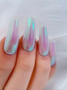 0.3g Mirror Shiny Nail Powder Jar, High Quality Gradient Metallic Nail Art Decoration, Suitable For Women, Music Festivals, Pride Events, Nail Accessories, Holiday Nail Art, Elegant Nail Design, Metallic Finish - 綠色 - 查看 3