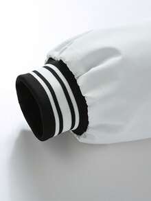 Jachetă Varsity pentru femei, toamnă și iarnă, jachetă bomber de baseball, haină exterioară în stil universitar cu fermoar alb-negru, jachetă casual la modă pentru fete