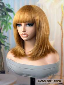 18 Inch Straight Synthetic Wig With Bangs Bob Wig Heat Resistant Perfect For Daily Wear Cosplay And Parties - Multicolor - View 4