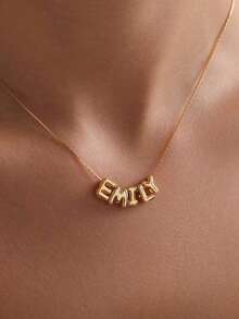 1pc Personalized Y-Shaped Name Necklace, Can Customize 1-12 Letters, Stylish Jewelry Gift, Gold-Plated Name Necklace - Style 3 - View 6