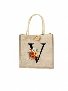 Bolso de tela con estampado de letras, bolso de tela estampado, bolso con decoración de botones, bolso grande de capacidad minimalista, bolso de tela casual y portátil de gran capacidad, bolso de compras multifuncional, nuevo diseño, gran capacidad, compañero de compras, bolso de hombro, bolso de tela, bolsa de almuerzo, lonchera, bolso cruzado, para mujer, uso diario, cita - Multicolor - Ver 13