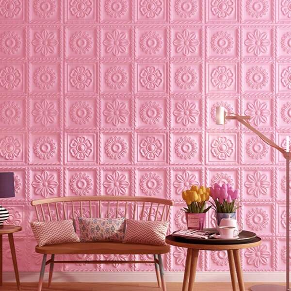 1/2/10 Stück 3D XPE Schaumstoff Material Retro Romantisch Geprägte Blumen Muster Tapete, Stoßfeste Schaumstoff Wandaufkleber, Farbig, Leicht zu Reinigen, Selbstklebende Stoßfeste Wandaufkleber Tapete Wanddekoration Raumdekoration Wandtapete Schlafzimmer Dekoration Küche Dekoration Heimdekoration