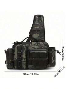 1pc Premium Nylon Fishing Backpack - Multi-Functional Chest Bag With Adjustable Strap, Padded Shoulder Pads, And Multiple Compartments - Ideal For Fishing, Hiking, Camping, And Outdoor Adventures