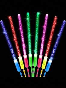 16 bețe luminoase din fibră optică, bețe LED, accesorii luminoase pentru petreceri, baghete cu fibră optică, bețe LED intermitente, potrivite pentru petreceri, nunți, Halloween, sărbători de Anul Nou, culori aleatorii (inclusiv, dar fără a se limita la, culorile afișate) - Multicolor - Vizualizare 10