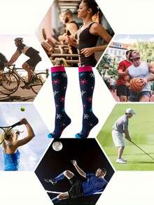 3 Paar Kompressionsstrümpfe für Herren und Damen, geeignet für Fitness-Aktivitäten in Innenräumen und Outdoor wie Basketball, Fußball, Tennis, Wandern, Marathons, Bergsteigen usw. Aus Nylon-Polyester-Mischgewebe gestrickt