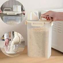 1pc Rice Bucket Storage Container, Sealed Storage Container, Household Insect Proof, Moisture-Proof, Leak Proof Sealed Flour Storage Container, Rice, Covered Grain And Miscellaneous Grain Storage Box, Portable Storage Box - Very Suitable For Organizing And Storing Grains, Nuts, Flour, Rice, Kitchen, Perfect Kitchen Accessories For Home And Outdoor Use