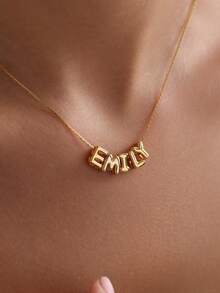 1pc Personalized Y-Shaped Name Necklace, Can Customize 1-12 Letters, Stylish Jewelry Gift, Gold-Plated Name Necklace - Style 3 - View 2