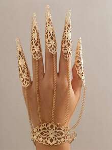 1pc Gothic Style Monster Finger Chain Punk Spike Nail Finger Ring Bracelet