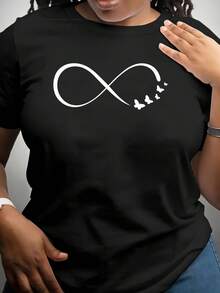 Camiseta de Mujer con Estampado de Mariposa - Blanca, Manga Corta y Cuello Redondo, Ajuste Regular Lavable a Máquina para Primavera Verano Otoño, Moda de Temporada, Diseño Divertido, Tejido Elástico Cómodo - Negro - Ver 2