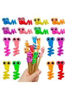 2pcs/4pcs/6pcs/8pcs Big Eye Bead Pencil Caps, Cute Design Soft Tip Student Pencil Small Gifts, Random Assortment