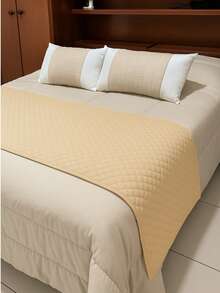 Peseira de Cama Casal/Queen 2,00m x 66cm Microfibra 170 Fios Matelada Ultrassônica - Bege - Visão 3