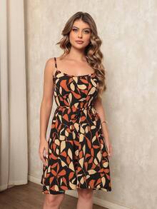 Women's Dress With Straps And String | Leaf | Polyester | Mother's Day - màu đen - Xem 2
