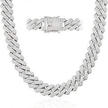 1pc Hip-Hop Style Jewelry Cuban Chain, Exaggerated Rap Geometric Full Diamond Inlaid Accessories, Men's And Women's Necklaces, A Gift For Boyfriends - Bạc - Xem 5