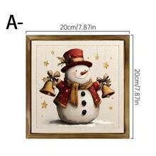 Tabla de madera decorativa plana en 2D - Decoración navideña rústica de cabaña, tema navideño de muñeco de nieve, adecuada para el hogar y regalos festivos, decoraciones navideñas, arte de pared navideño