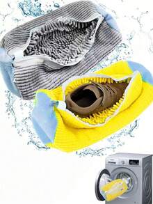 1 قطعة كيس غسيل أحذية متين، يناسب جميع أنواع الأحذية - إغلاق سحاب بوليستر قوي، بطانة داخلية فاخرة تحمي كيس الغسيل، قابل لإعادة الاستخدام، مناسب للأحذية الرياضية والكاجوال