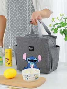 Adorable bolsa de almuerzo aislada con diseño de Stitch - Portador térmico de alimentos de doble bolsillo con grueso papel de aluminio, mantiene las comidas calientes para la escuela, de vuelta a la escuela, útiles escolares, oficina y actividades al aire libre | Colección