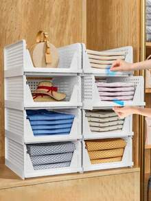 2 Pieces Foldable Plastic Storage Box Set, Stackable Drawer Baskets For Wardrobes, Cabinets, Kitchens, Bathrooms, And Offices - Versatile Storage Boxes For Home, Kitchen, Bathroom, And Office Use