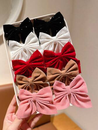 10 Cute And Sparkling Colorful Bow Accessories Hair Clips, The Best Gift For Yourself And Others, Suitable For Daily Travel