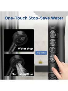 Plastic Shower Head Set, Wall-Mounted Hanger, Super Strong Spray, 1.5m Black Soft Hose, With Bracket, Suitable For Home Bathroom - Black - View 7