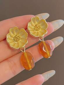 1 par de pendientes de flor blanca delicada para mujeres, diseño exagerado y versátil, adecuado para compromiso, boda, uso diario, fiesta, regalo para familia, hermanas, amigos, novia, cumpleaños, Día de San Valentín