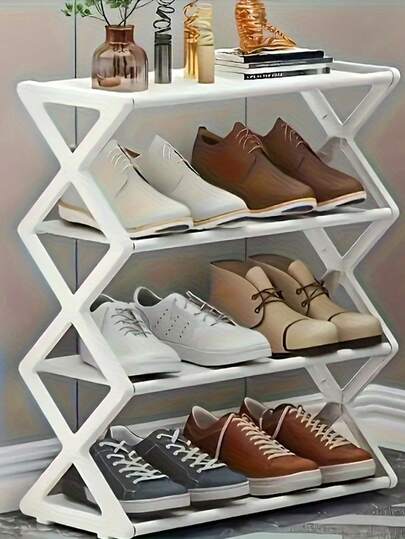 4-Layer X-Shaped Dustproof Shoe Rack, Which Saves Space And Is Easy To Assemble, Is An Ideal Choice For Families And Kitchens, Shoe Rack Storage, Modern Shoe Rack, Shoe Rack Storage Organizer, Living Room Shoe Rack And Home Decoration.Halloween Decorations