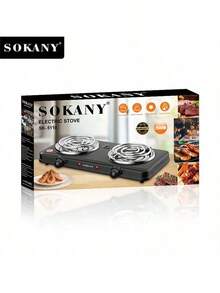SOKANY SOKANY Electric Stove, Electromagnetic Stove Table, Portable Cooking Electric Heating Plate, Dual Stove Design, 2000W High Power, 5-Speed Temperature Control, Stainless Steel Surface, Heating Indicator Light, Built-In Temperature Control, Overheating Protection.Suitable For All Cookware, Very Suitable For RV/Family/Camping/Apartment/Laboratory