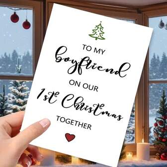 1PC, Funny Boyfriend First Christmas Card From Girlfriend, Perfect X-Mas Gifts For Boyfriend On First Christmas, To My Boyfriend On Our 1st Christmas Card