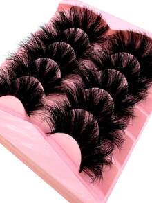 AMSDCN 2 Boxes Of 5 Pairs Of Fluffy Long Eyelashes 3D Artificial Mink Eyelashes Natural Fake Eyelashes Dramatic Softness Curly Eyelashes Eyelash Extension Makeup - Mi tự nhiên - Xem 2