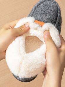 CYFMYD Wedge Slippers For Women Furry Memory Foam Non-Slip Warm Winter House Shoes Male Comfortable British Style Fashion Female Indoor Slipper Bedroom Grey