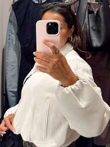 Jachetă de iarnă pentru femei, jachetă scurtă cu mânecă lungă, stil aviator, Bomber, jachetă neagră de primăvară, haine de exterior