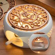 蜡烛茶壶加热器，带铁垫的陶瓷茶壶加热器，咖啡茶加热器，玻璃茶壶，不锈钢茶壶，陶瓷茶壶等 - 白色 - 查看 1