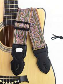 加厚加长可调节刺绣吉他背带，防滑肩垫，时尚彩色吉他背带，带拨片架 - 可水洗面料，适用于贝斯、原声吉他、电吉他，是送给吉他爱好者和音乐家的理想礼物