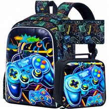 3pcs Backpack For Boys And Girls, Vacation Party Lightweight Large Capacity Roller Game Machine School Bookbag