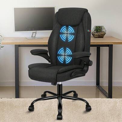 ALFORDSON Massage Office Chair, Computer Chair, Faux Leather Desk Chair, 150 Kg Load Capacity, 90-135° Backrest, Height-Adjustable Ergonomic PC Chair, Black