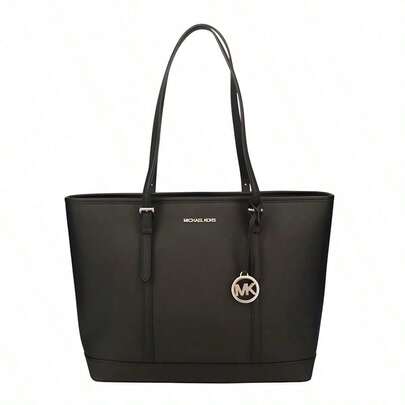 Michael Kors Michael Kors Solid Color Logo Pendant Logo Hardware Buckle Leather Tote Bag Tote Shopping Bag Hand Bag Shoulder Bag Women's Style Black 35T0STVL9L