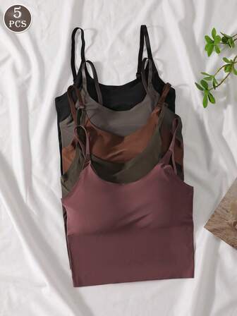 5pcs/Set Women's Backless Camisole Bras Wireless