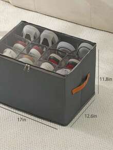 1 pièce Boîte de rangement pour chaussures pliable en tissu pouvant contenir jusqu'à 12 et 16 paires. Avec séparateurs réglables. Organisateur de chaussures pour placard avec couvercle transparent. Boîte de rangement pour chaussures, panier de rangement pour vêtements, boîte de rangement pour vêtements. Convient pour une utilisation domestique, toutes saisons