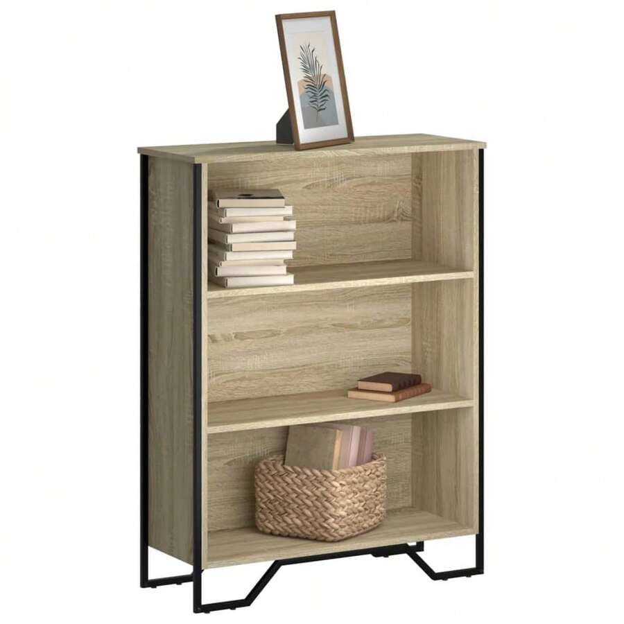 Libreria Larryhot in rovere Sonoma 80x31x106 cm Legno ingegnerizzato, resistente e durevole, facile da montare, stile decorativo, adattA, Per riporre soprammobili, statuette, libri, piccoli oggetti, ecc. - Castano - Visualizzare 1