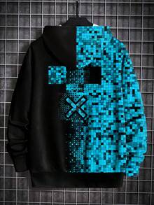 青少年男童时尚印花套头卫衣 - 长袖圆领卫衣，适合春秋季穿着，酷炫印花