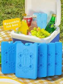 1 pieza/2 piezas/3 piezas/6 piezas Paquetes de hielo para lonchera, paquetes congeladores reutilizables ultra delgados, paquetes de enfriamiento de larga duración para neveras, caja de hielo azul de inyección de agua reutilizable, adecuada para ventilador de aire acondicionado comercial, cadena de frío, refrigeración, transporte de refrigeración, bloque de hielo azul, caja de hielo de inyección de agua para enfriar el hogar, adecuada para vacaciones, reuniones familiares, fiestas